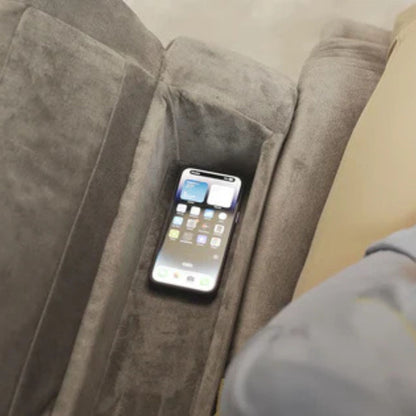 Hidden smartphone storage compartment inside Starise electric lift recliner for easy access and organization