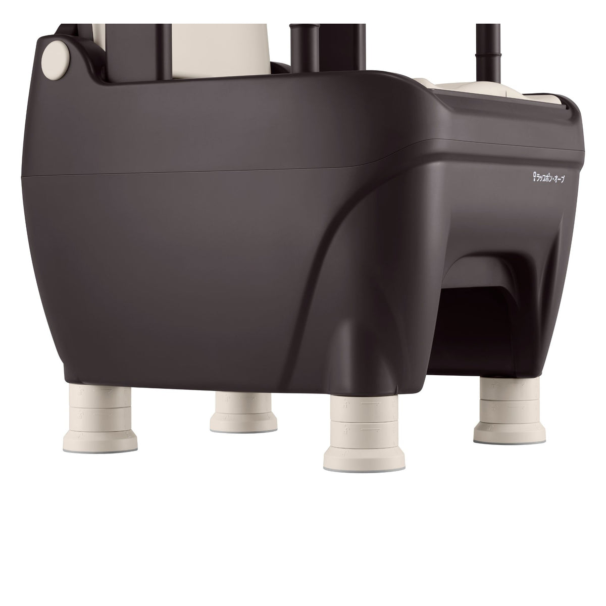 Close-up of Wrappon ORB base with twist-lock leg extenders for adjustable seat height