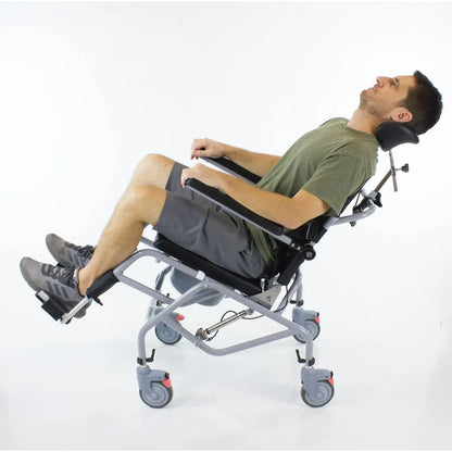 Tilt-in-Space Shower/Commode Chair with Adjustable Headrest & Flip-Up Arms – Total Care