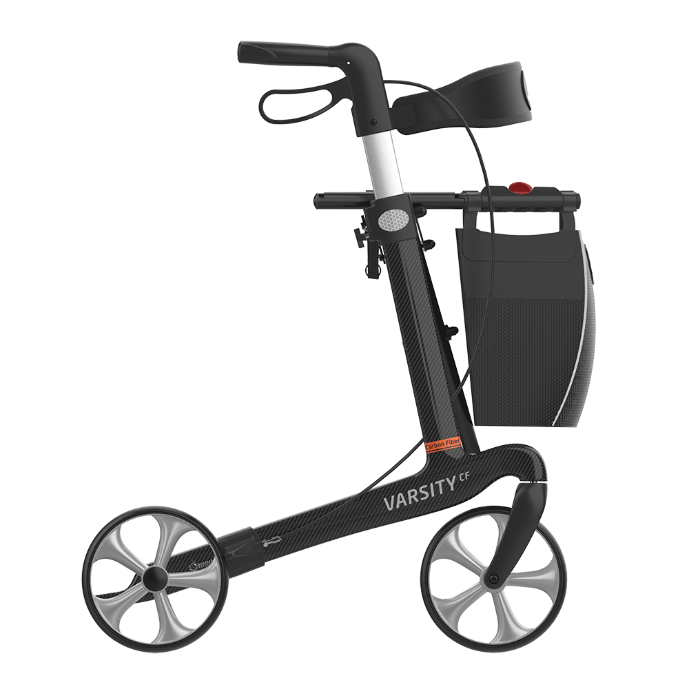 Rehasense VARSITY CF Carbon Fiber Rollator – Ultra-Lightweight Folding Walker with Seat