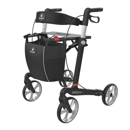 Rehasense VARSITY CF Carbon Fiber Rollator – Ultra-Lightweight Folding Walker with Seat