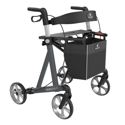 Rehasense VARSITY HD Heavy Duty Rollator – Extra-Wide Folding Walker with Seat (440 lb Capacity)