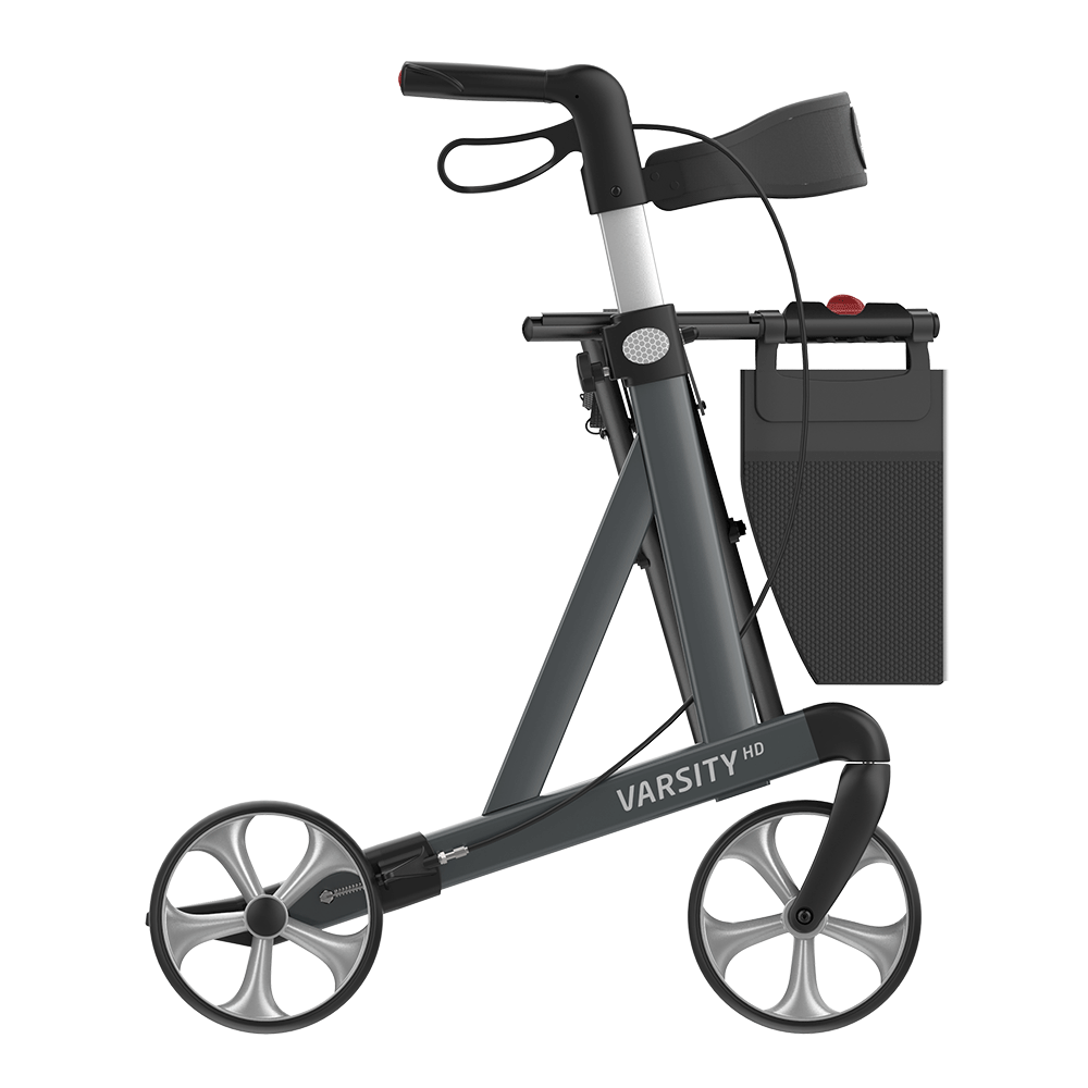 Rehasense VARSITY HD Heavy Duty Rollator – Extra-Wide Folding Walker with Seat (440 lb Capacity)
