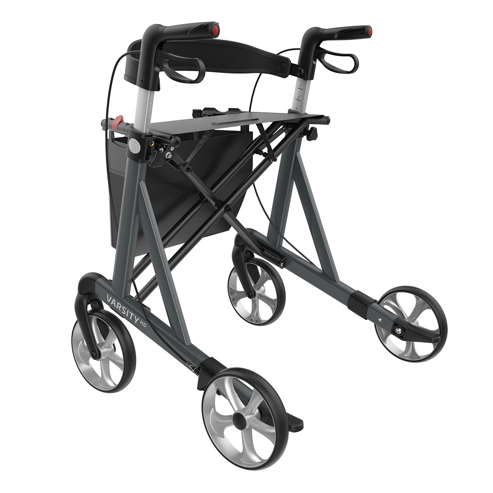 Rehasense VARSITY HD Heavy Duty Rollator – Extra-Wide Folding Walker with Seat (440 lb Capacity)