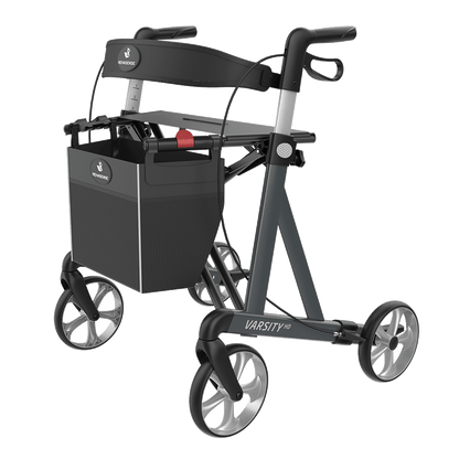 Rehasense VARSITY HD Heavy Duty Rollator – Extra-Wide Folding Walker with Seat (440 lb Capacity)