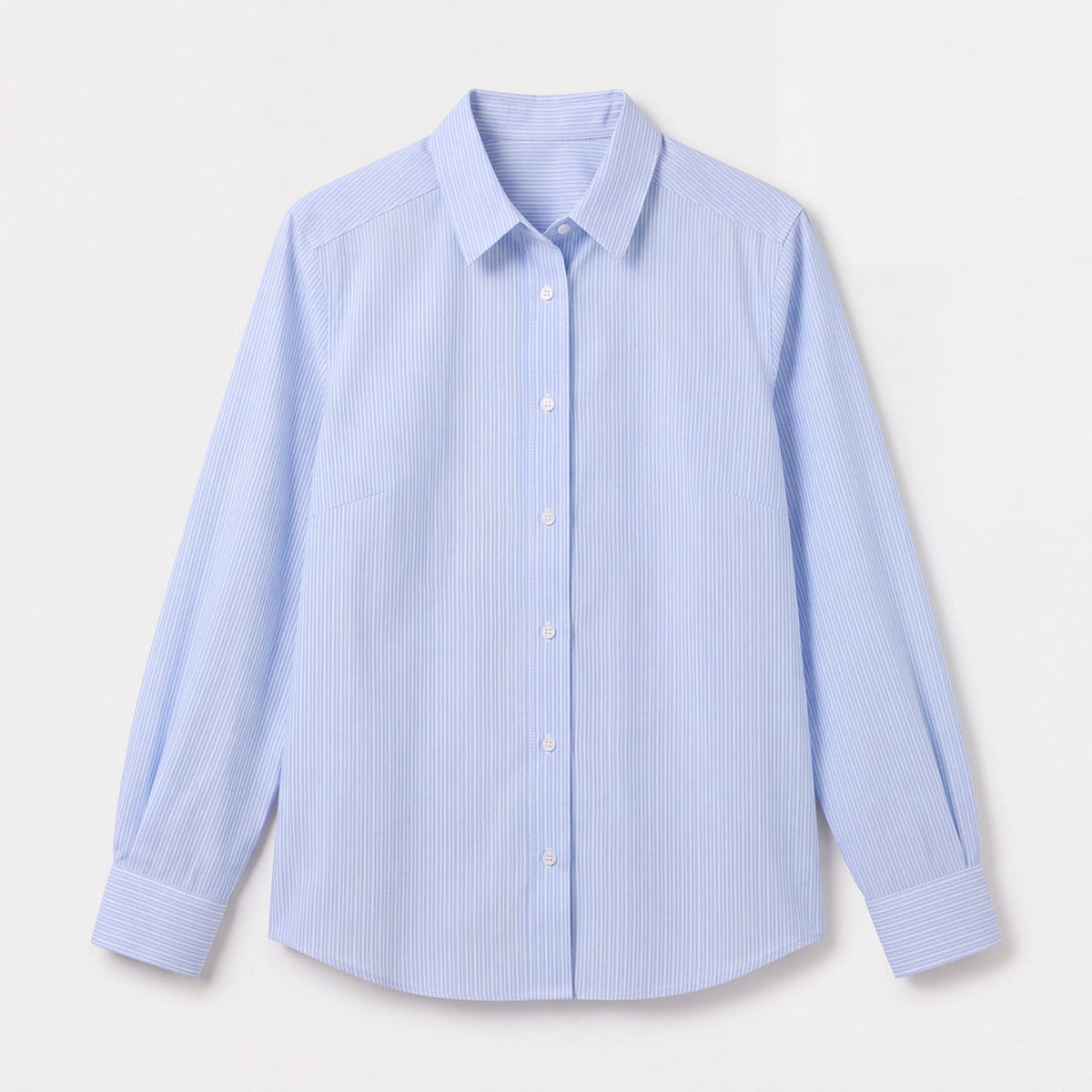 Women’s Magnetic Closure Classic Blue and White Stripe Blouse