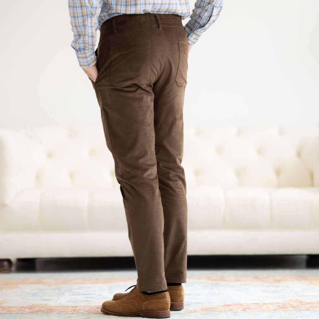 Adaptive Brown Fine Wale Corduroy Magnetic Fly With Elastic Waist Pant
