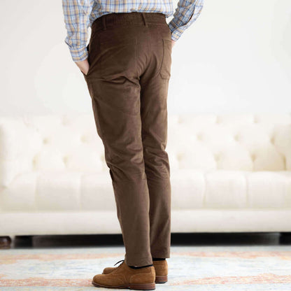 Adaptive Brown Fine Wale Corduroy Magnetic Fly With Elastic Waist Pant