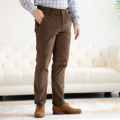 Adaptive Brown Fine Wale Corduroy Magnetic Fly With Elastic Waist Pant