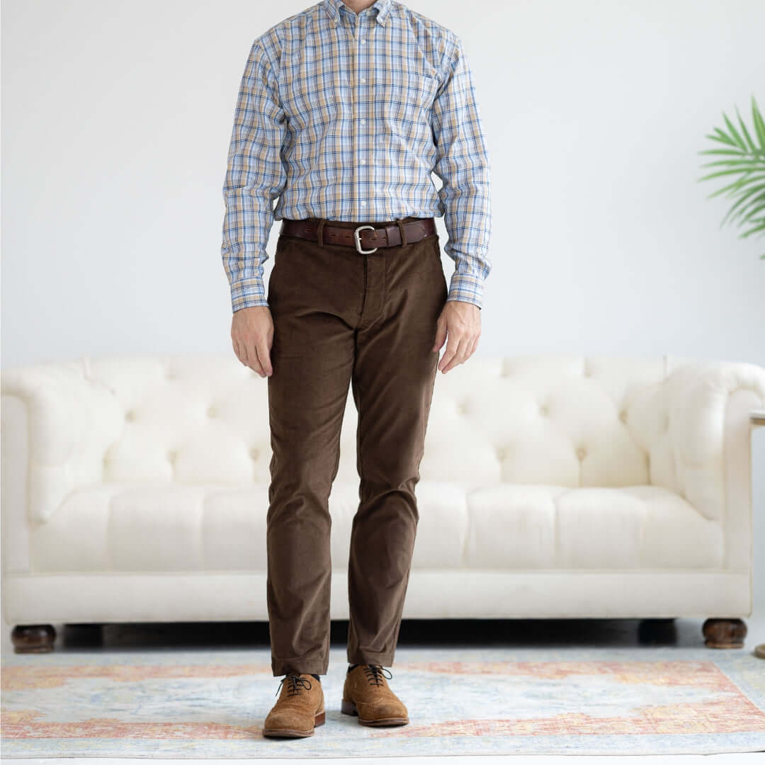 Adaptive Brown Fine Wale Corduroy Magnetic Fly With Elastic Waist Pant
