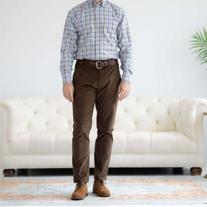 Adaptive Brown Fine Wale Corduroy Magnetic Fly With Elastic Waist Pant