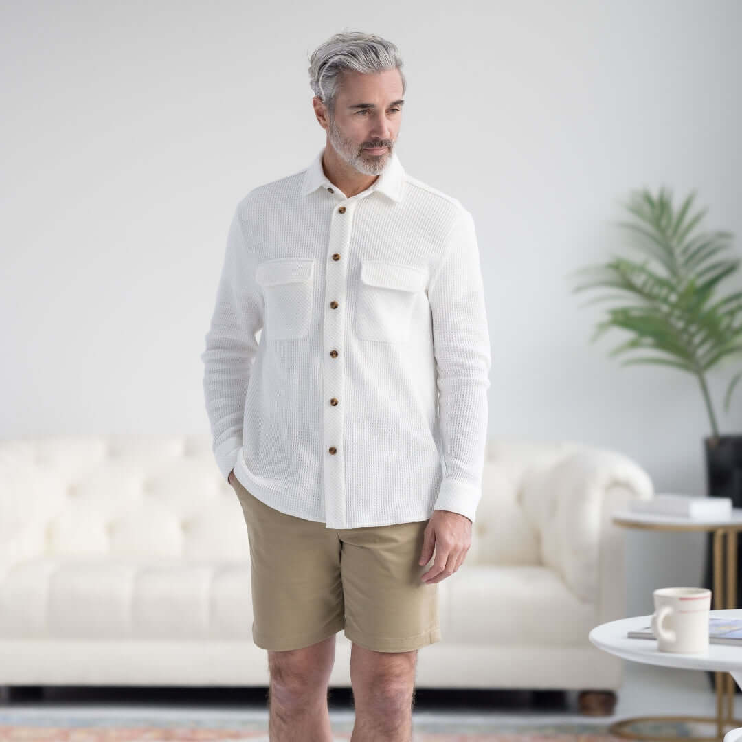 Adaptive Easy-Care Chino Twill Short with Magnetic Closures - Khaki