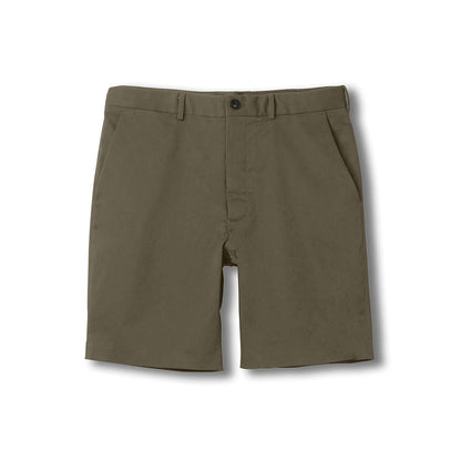 Adaptive Flat Front Easy-Care Chino Twill Short with Magnetic Closures - Olive