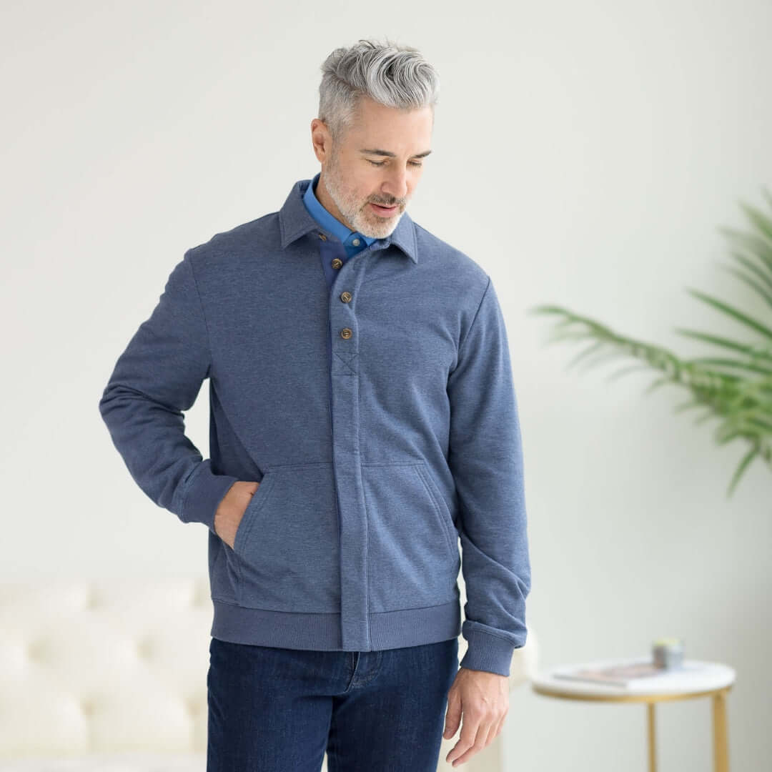 The Adaptive Magnetic Front Sweatshirt Heathered Navy