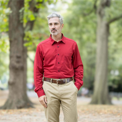 Adaptive Rio Red Magnetic Front Long Sleeve Cooling Polo With Pocket
