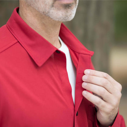 Adaptive Rio Red Magnetic Front Long Sleeve Cooling Polo With Pocket