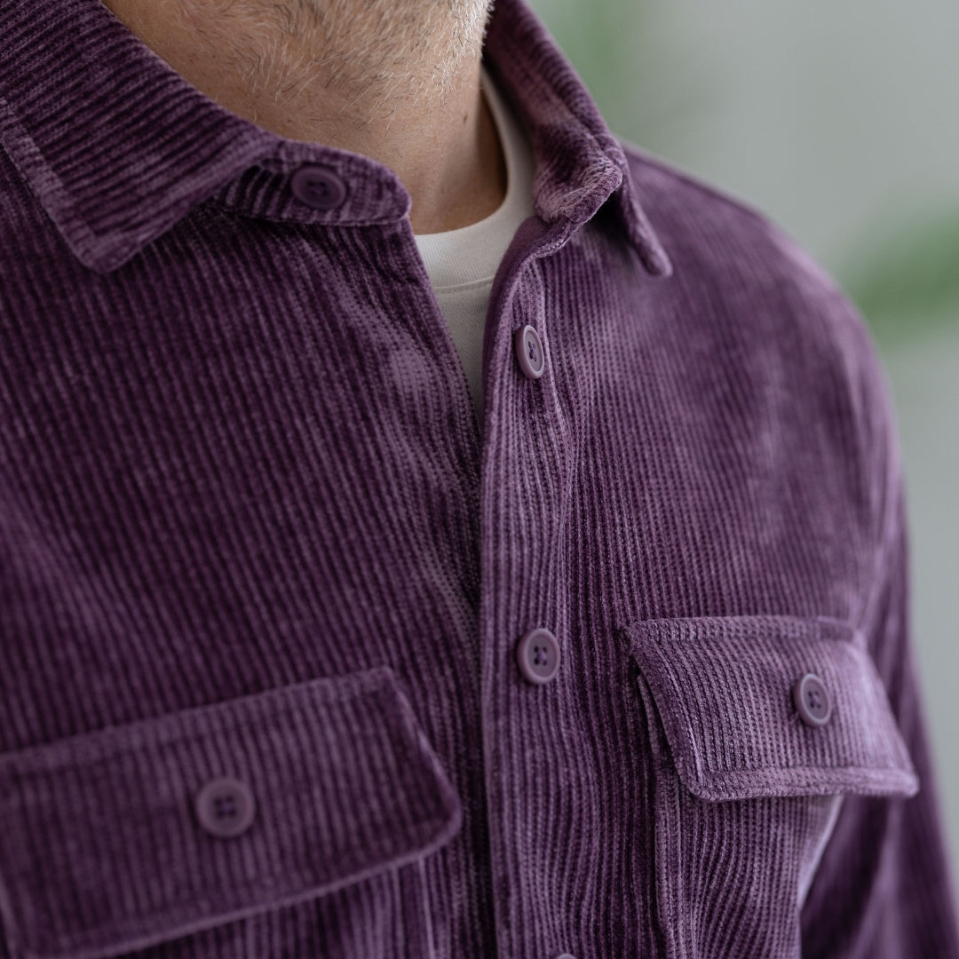 Adaptive Vintage Violet Everyday Corduroy Shirt with Magnetic Closures and Pockets