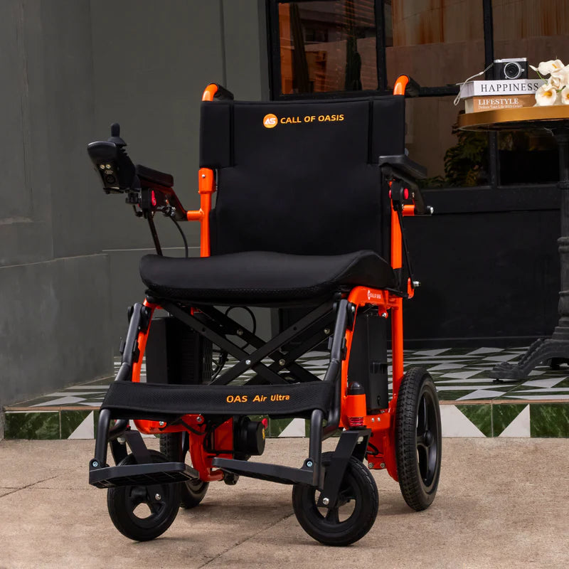OAS Air Ultra Folding Electric Wheelchair – 36 lb Lightweight Travel Power Chair with Dual Battery