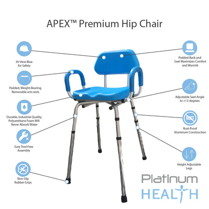 APEX Bath Shower Chair Padded ADJUSTABLE HEIGHT & SEAT ANGLE