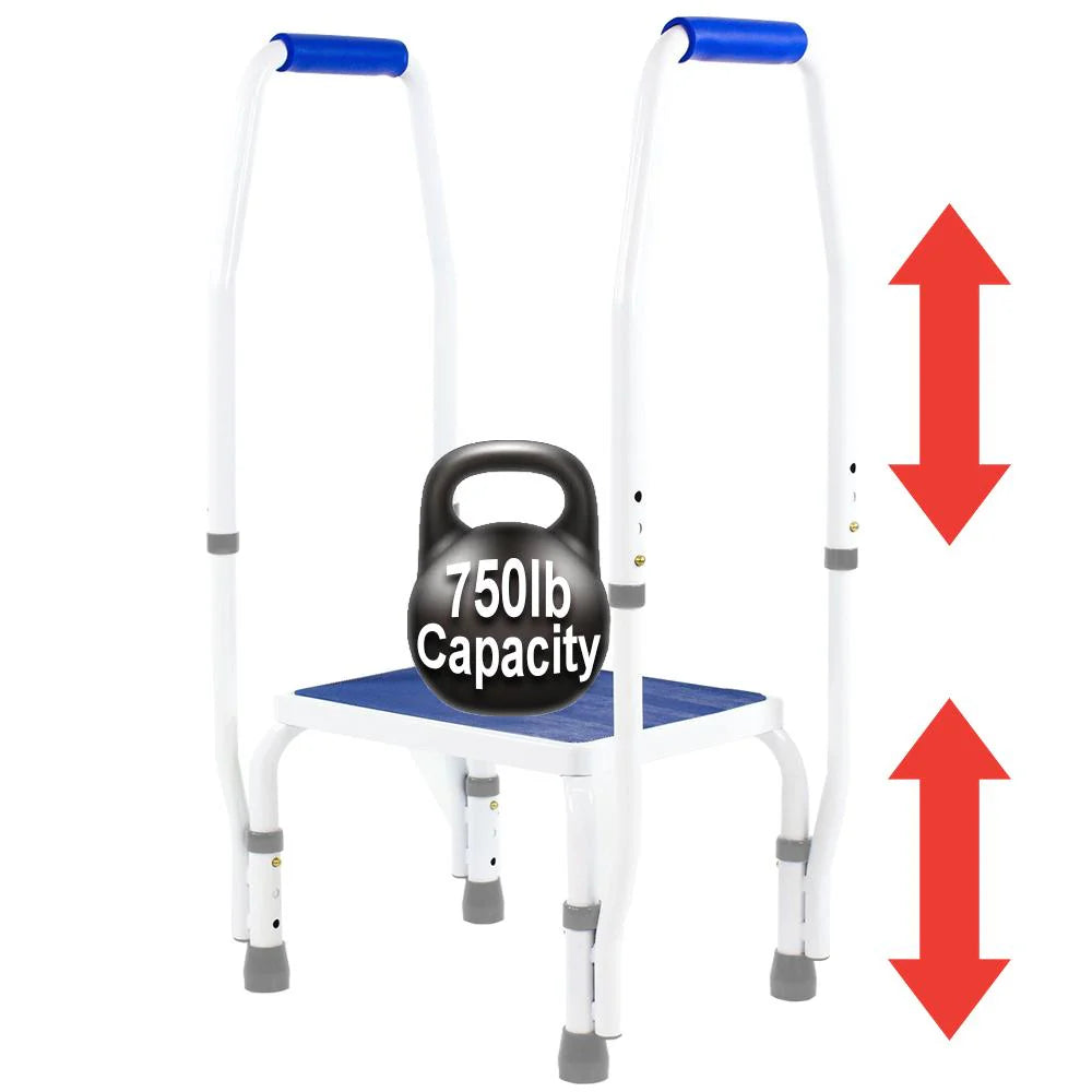 AdjustaStep Deluxe Step Stool with Dual Handle – Adjustable Height Safety Step with Handrails