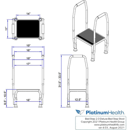 Bed Step 2.0 Adjustable Height Step Stool - 600lb Capacity