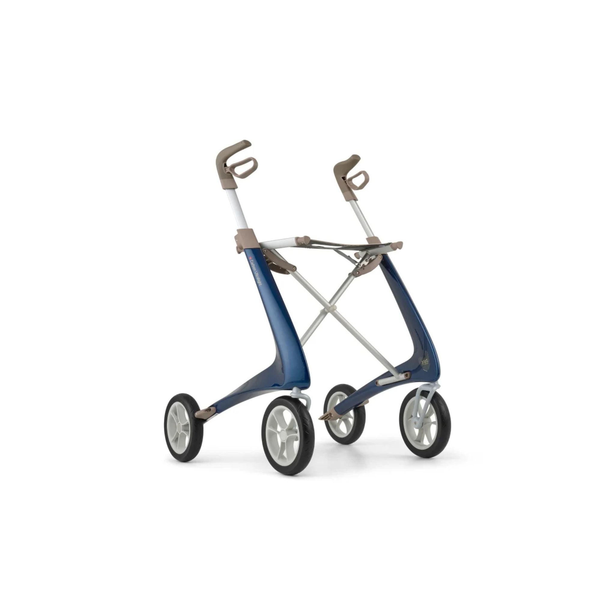 Royal Blue byACRE Carbon Ultralight carbon fiber rollator with ergonomic handles, seat, and puncture-proof wheels