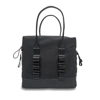 Front view of the charcoal byACRE Daypack rollator bag with carry handles, daisy chains, and tie-out loops