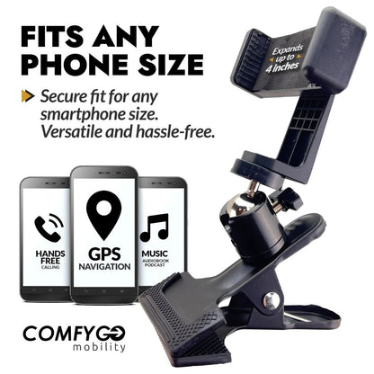 ComfyGo phone holder with cradle that expands up to 4 inches, for hands-free calling, GPS navigation, and music