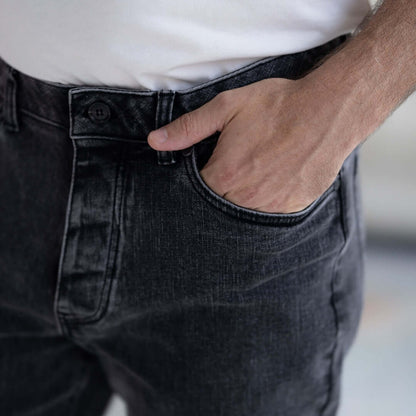 Denim Black Wash Five Pocket Jean with Magnetic Fly