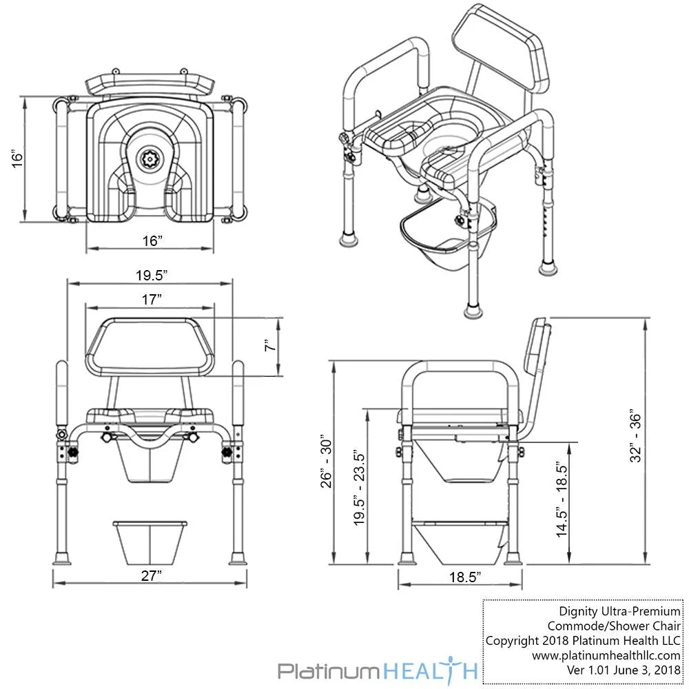 Dignity Commode, MEDICAL-GRADE Aluminum, COMMERCIAL-GRADE Construction