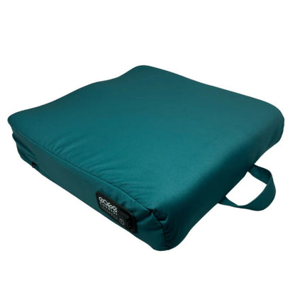 Teal waterproof Ease Cushion cover with carry handle and built-in opening for the power button