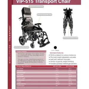 Karman VIP-515-TP Lightweight Foldable Tilt-in-Space Wheelchair