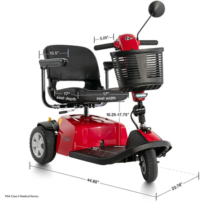 compact turning mobility scooter with 10 inch tires