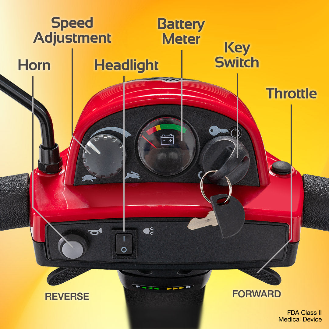 Rascal Conquest 3-Wheel Mobility Scooter – Heavy-Duty Scooter with Tight Turning Radius & 15.4-Mile Range
