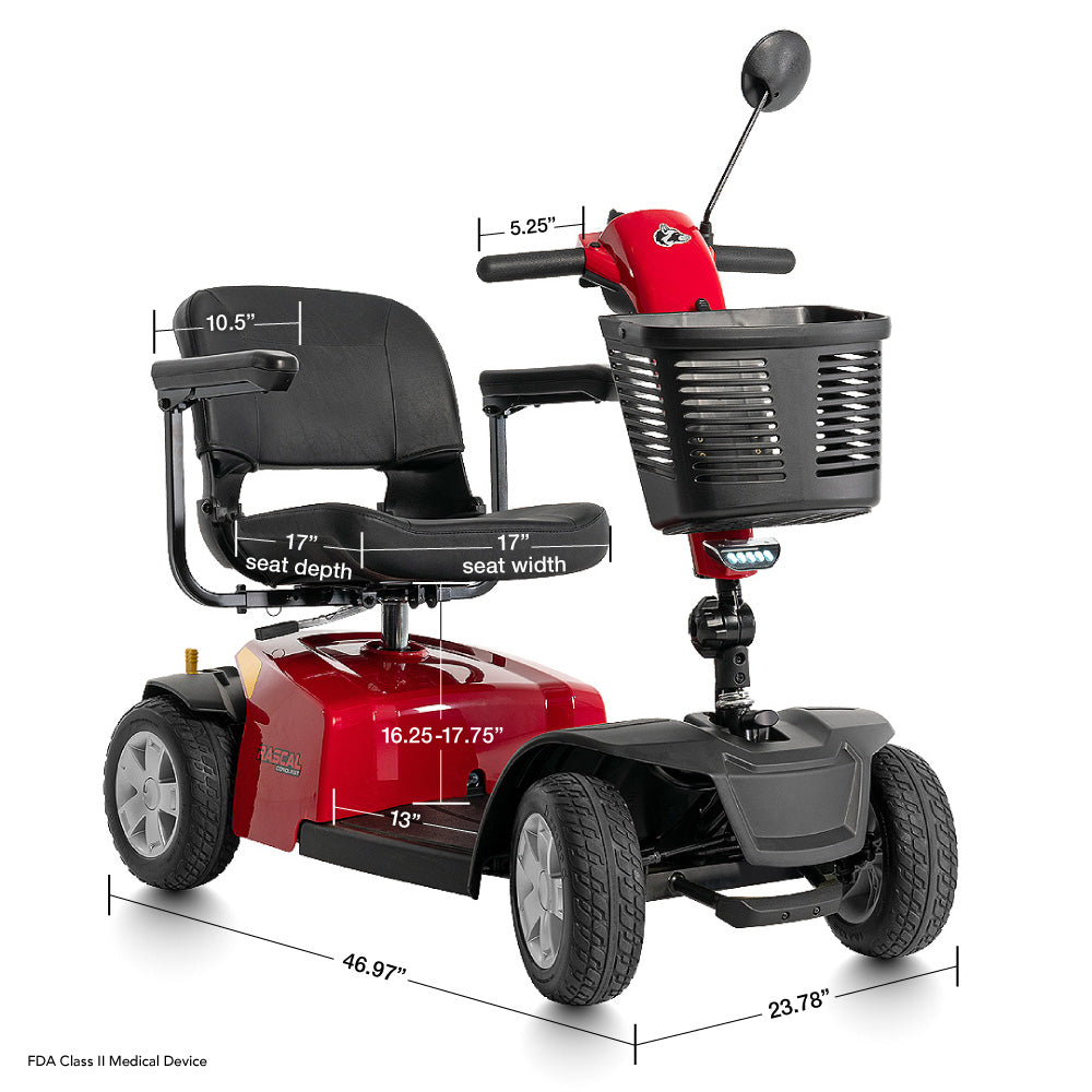 four wheel mobility scooter with LED headlight and mirror