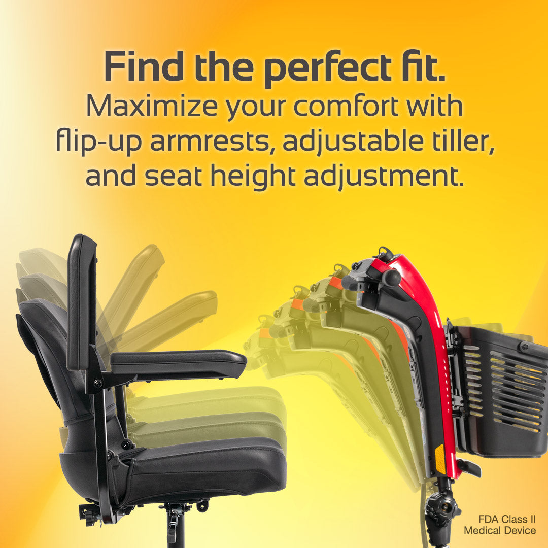 Rascal Conquest 4-Wheel Mobility Scooter – Stable Mid-Size Scooter with 16.9-Mile Range & Adjustable Comfort