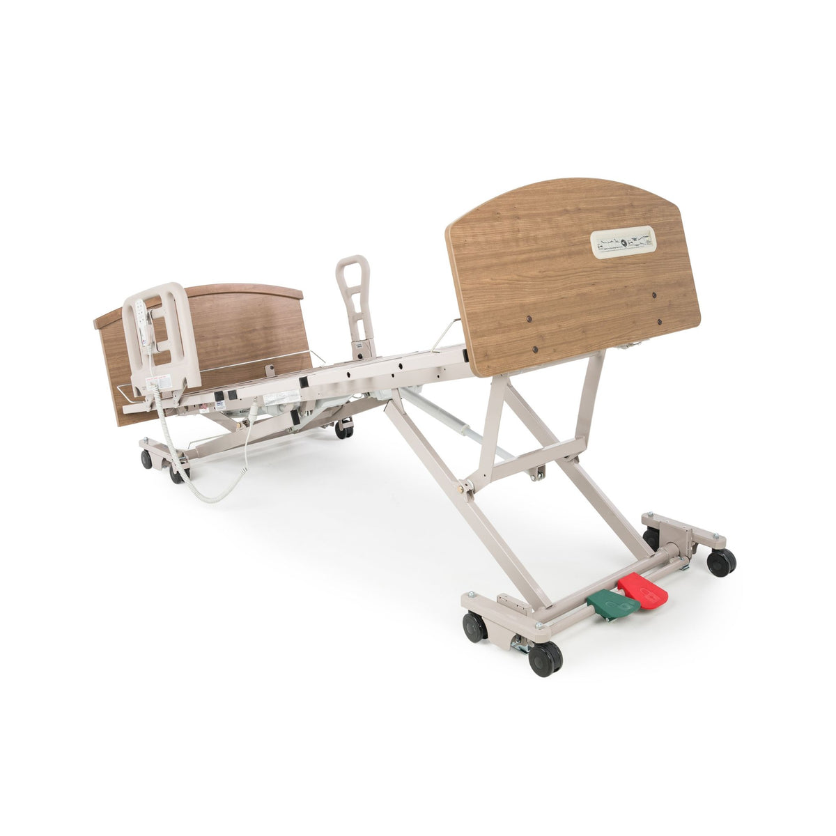 Graham-Field Zenith 7200 hi-lo bed in Trendelenburg position with head end lowered and foot end raised