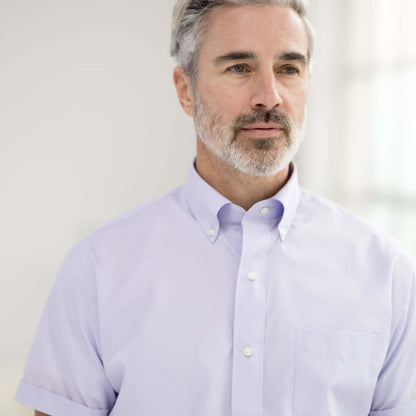 Lavender Short Sleeve Button Down Collar Shirt with Magnetic Closures