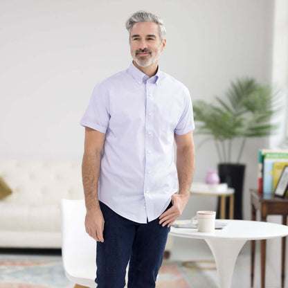 Lavender Short Sleeve Button Down Collar Shirt with Magnetic Closures