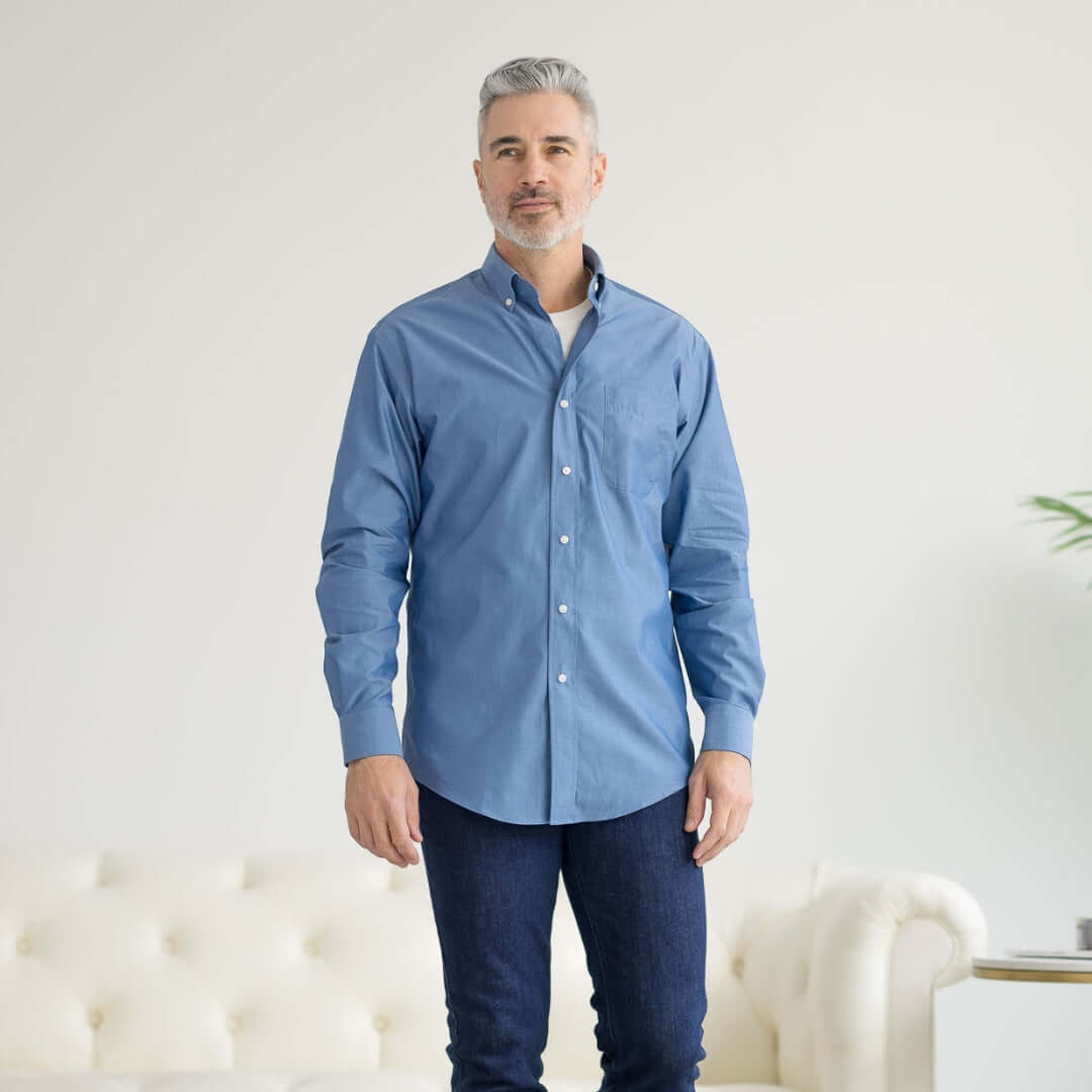 MagnaReady adaptive chambray magnetic shirt easy dressing clothing