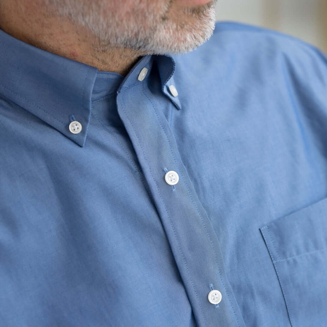 adaptive magnetic chambray shirt for seniors MagnaReady