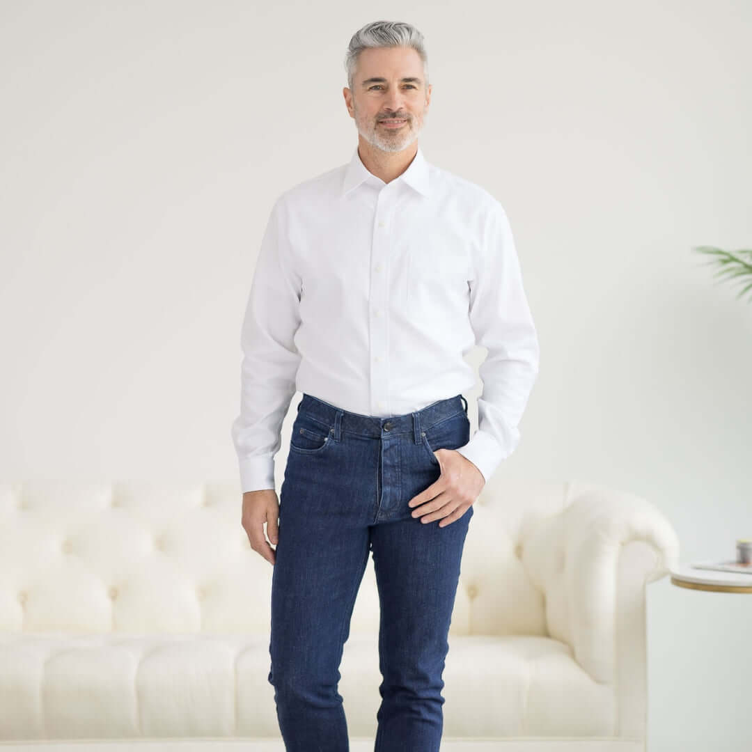 Long Sleeve White ‘Ryan’ Dress Shirt with Magnetic Closures