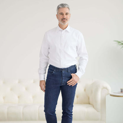 Long Sleeve White ‘Ryan’ Dress Shirt with Magnetic Closures