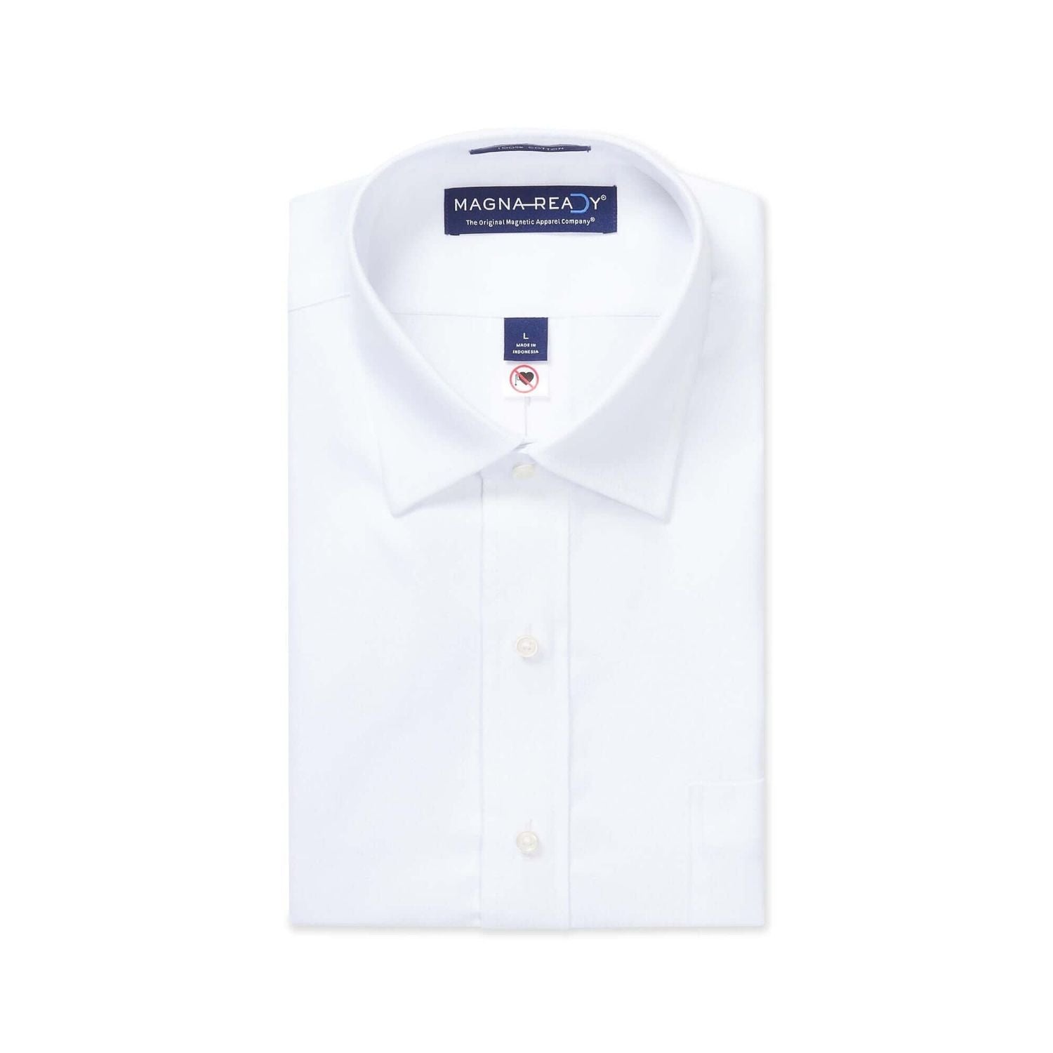 Long Sleeve White ‘Ryan’ Dress Shirt with Magnetic Closures
