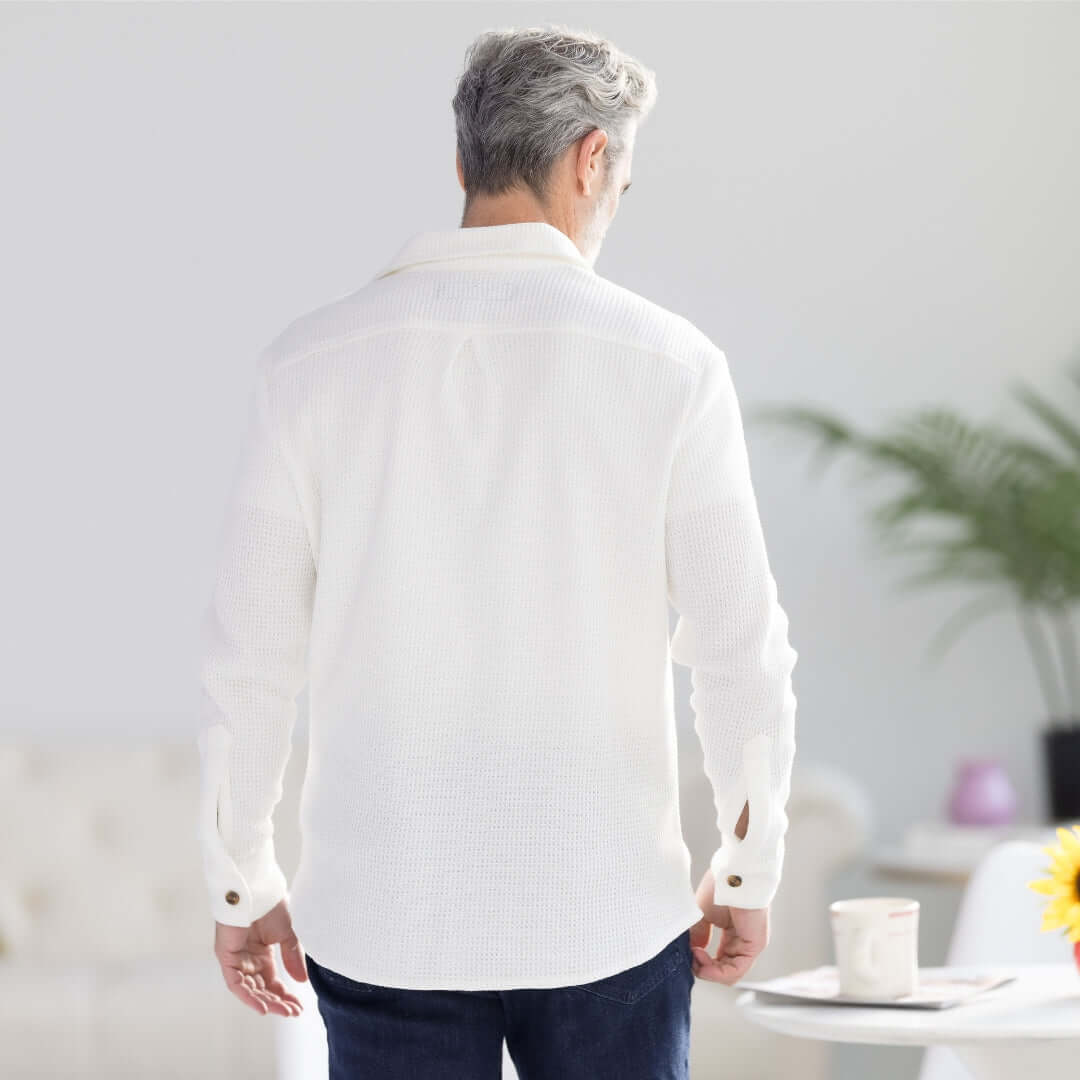 MagnaReady® WaffleWeave Magnetic Shirt – Easy Dressing Adaptive Shirt for Seniors