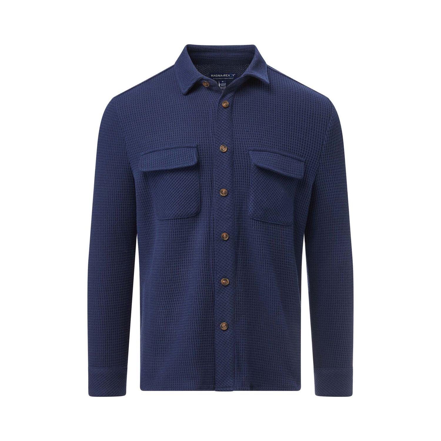 mens adaptive waffle shirt magnetic closures magnaready clothing