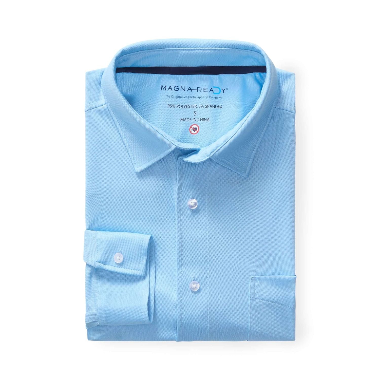 MagnaReady Carolina Blue Magnetic Front Long Sleeve Cooling Adaptive Shirt with Pocket