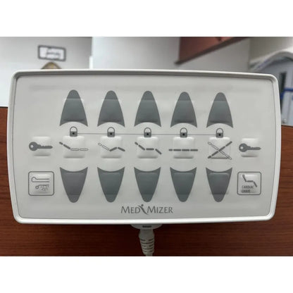 floor level hospital bed with adjustable width and caregiver friendly controls