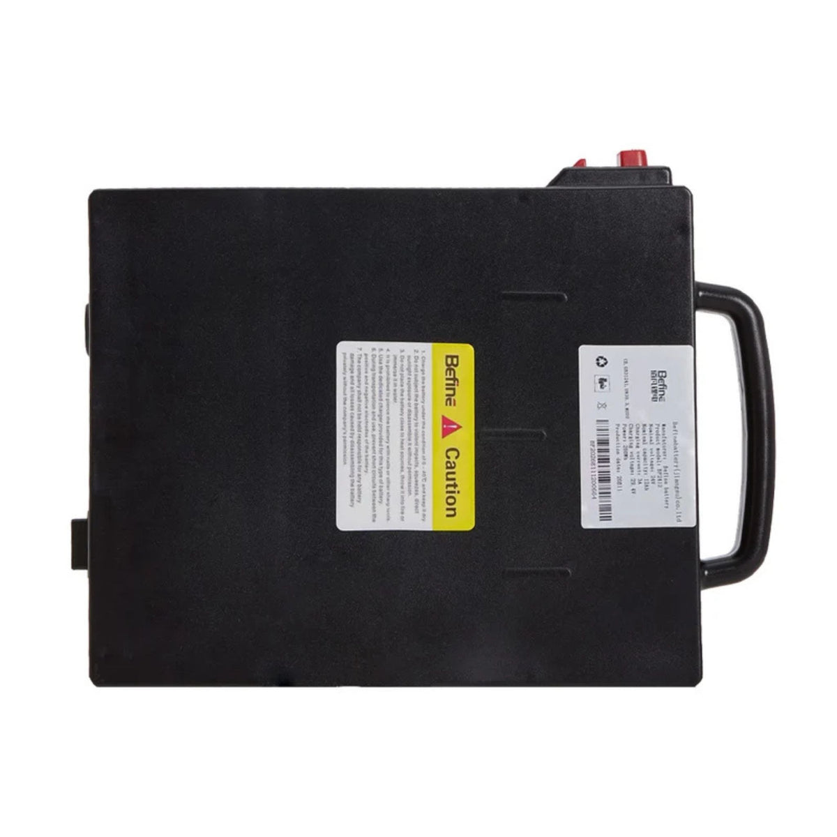 OAS Air Pro 2027 Extend lithium-ion battery, top view showing carry handle, caution label and specification label