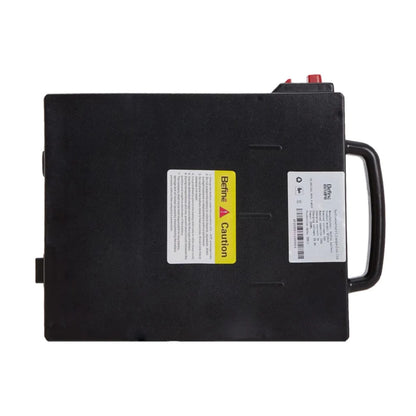 OAS Air Pro 2027 Extend lithium-ion battery, top view showing carry handle, caution label and specification label